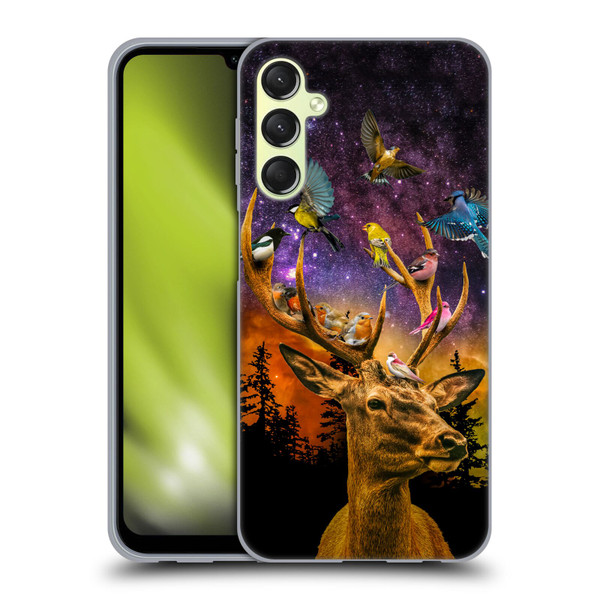Dave Loblaw Animals Deer and Birds Soft Gel Case for Samsung Galaxy A24 4G / Galaxy M34 5G