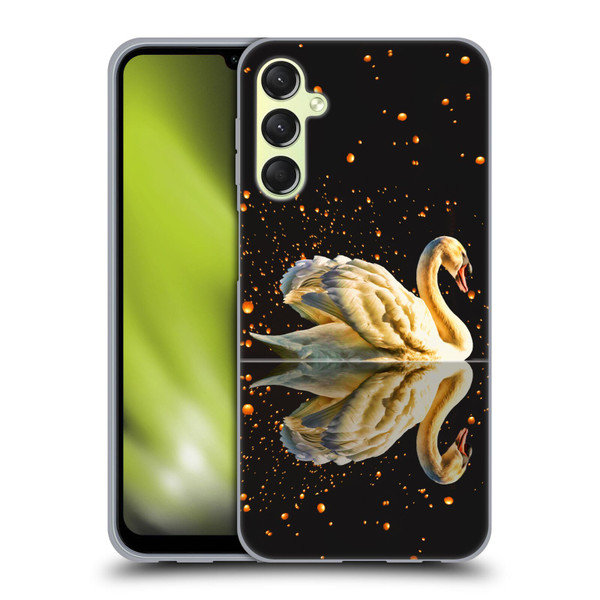 Dave Loblaw Animals Swan Lake Reflections Soft Gel Case for Samsung Galaxy A24 4G / M34 5G