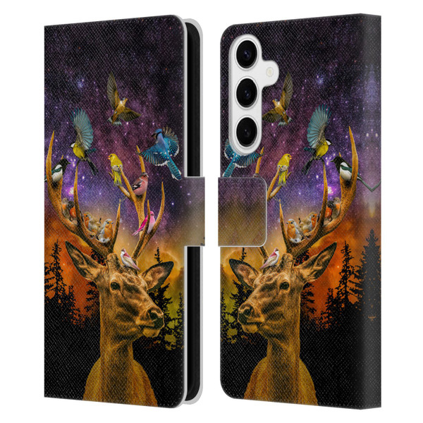 Dave Loblaw Animals Deer and Birds Leather Book Wallet Case Cover For Samsung Galaxy S24+ 5G