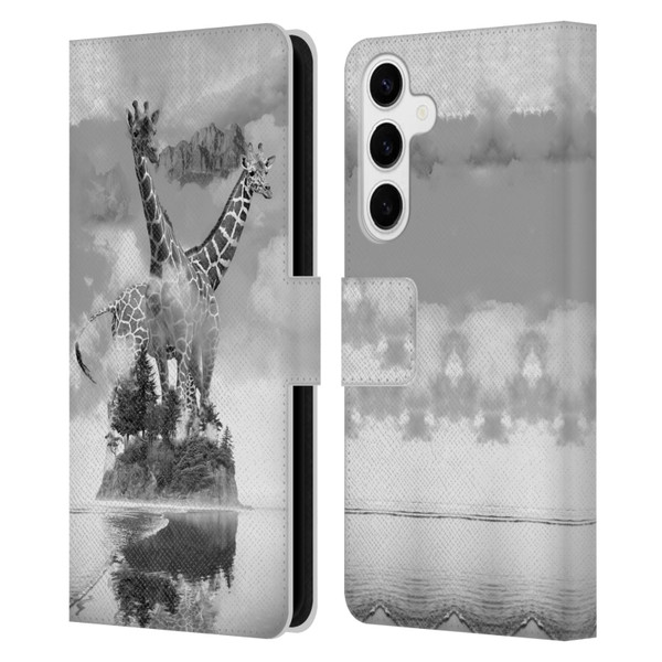 Dave Loblaw Animals Giraffe In The Mist Leather Book Wallet Case Cover For Samsung Galaxy S24+ 5G