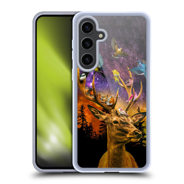 Dave Loblaw Animals Deer and Birds Soft Gel Case for Samsung Galaxy S24+ 5G