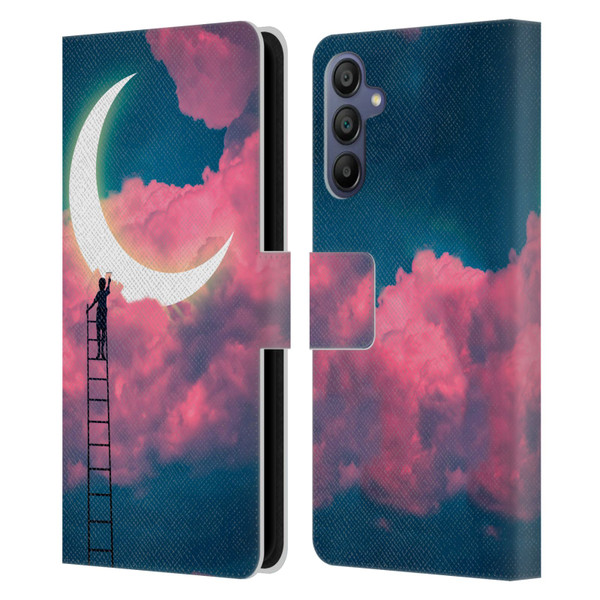 Dave Loblaw Sci-Fi And Surreal Boy Painting Moon Clouds Leather Book Wallet Case Cover For Samsung Galaxy A15