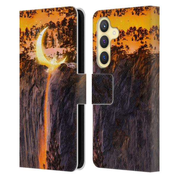 Dave Loblaw Sci-Fi And Surreal Fire Canyon Moon Leather Book Wallet Case Cover For Samsung Galaxy S24 5G