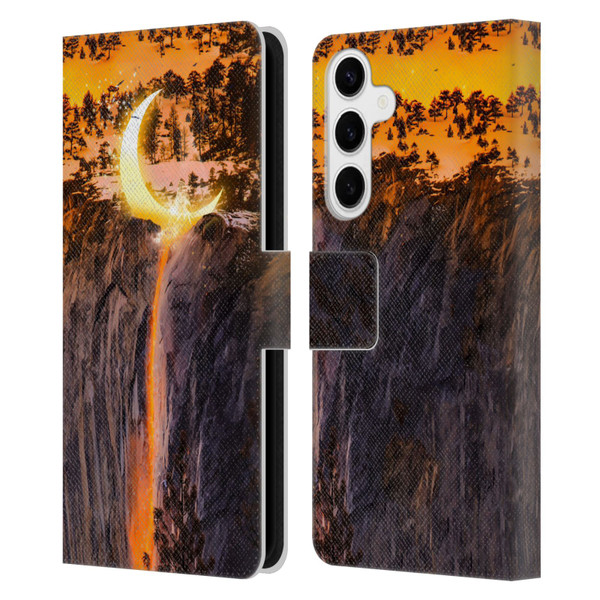 Dave Loblaw Sci-Fi And Surreal Fire Canyon Moon Leather Book Wallet Case Cover For Samsung Galaxy S24+ 5G
