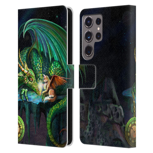 Rose Khan Dragons Green Time Leather Book Wallet Case Cover For Samsung Galaxy S24 Ultra 5G