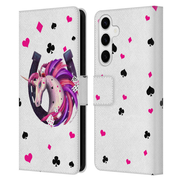 Rose Khan Unicorn Horseshoe Pink And Purple Leather Book Wallet Case Cover For Samsung Galaxy S24+ 5G