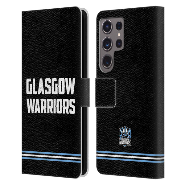 Glasgow Warriors Logo Text Type Black Leather Book Wallet Case Cover For Samsung Galaxy S24 Ultra 5G