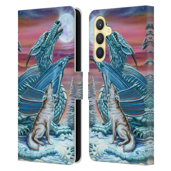 Ed Beard Jr Dragons Moon Song Wolf Moon Leather Book Wallet Case Cover For Samsung Galaxy S23 FE 5G