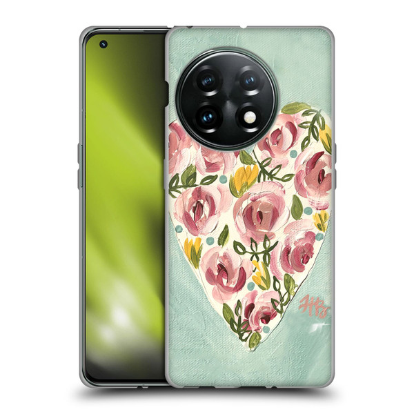 Haley Bush Floral Painting Valentine Heart Soft Gel Case for OnePlus 11 5G
