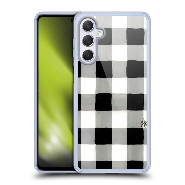 Haley Bush Pattern Painting Buffalo Check Black Soft Gel Case for Samsung Galaxy M54 5G