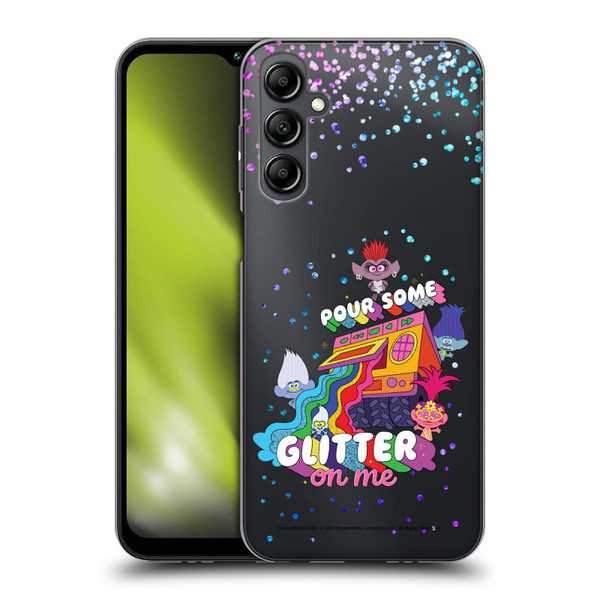 Trolls World Tour Key Art Glitter Print Soft Gel Case for Samsung Galaxy M14 5G