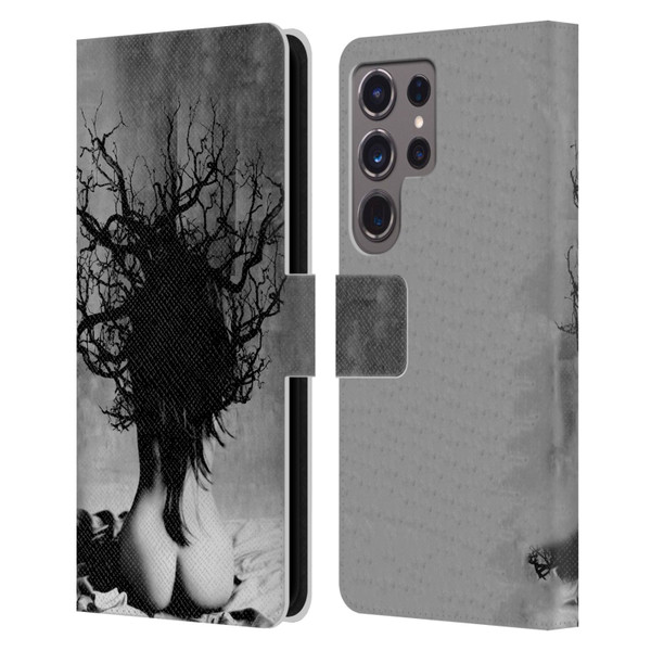 LouiJoverArt Black And White She Oak Leather Book Wallet Case Cover For Samsung Galaxy S24 Ultra 5G
