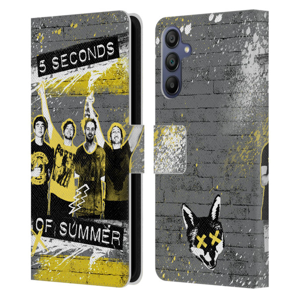 5 Seconds of Summer Posters Splatter Leather Book Wallet Case Cover For Samsung Galaxy A15