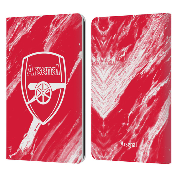 Arsenal FC Crest Patterns Red Marble Leather Book Wallet Case Cover For Amazon Kindle Paperwhite 1 / 2 / 3