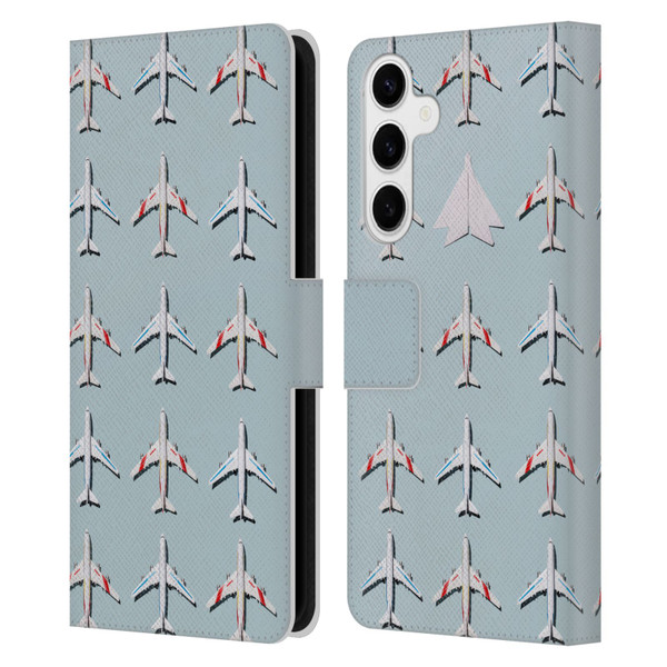 Pepino De Mar Patterns 2 Airplane Leather Book Wallet Case Cover For Samsung Galaxy S24+ 5G