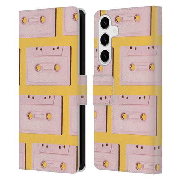 Pepino De Mar Patterns 2 Cassette Tape Leather Book Wallet Case Cover For Samsung Galaxy S24+ 5G