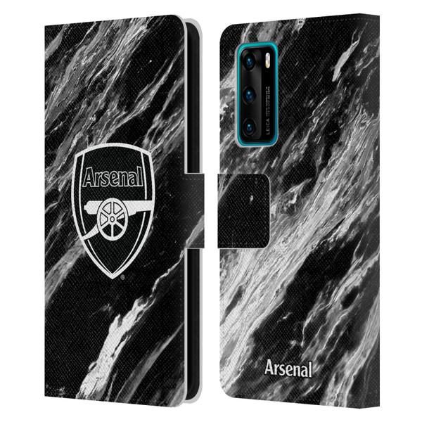Arsenal FC Crest Patterns Marble Leather Book Wallet Case Cover For Huawei P40 5G