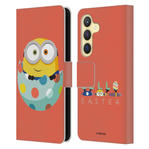 Minions Rise of Gru(2021) Easter 2021 Bob Egg Leather Book Wallet Case Cover For Samsung Galaxy S24 5G