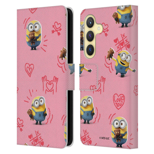 Minions Rise of Gru(2021) Valentines 2021 Bob Pattern Leather Book Wallet Case Cover For Samsung Galaxy S24 5G