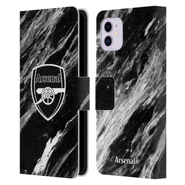 Arsenal FC Crest Patterns Marble Leather Book Wallet Case Cover For Apple iPhone 11