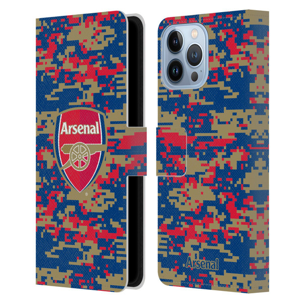Arsenal FC Crest Patterns Digital Camouflage Leather Book Wallet Case Cover For Apple iPhone 13 Pro Max
