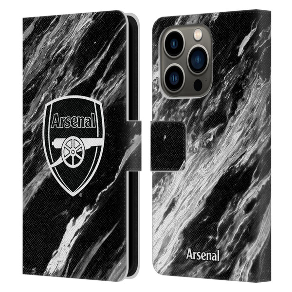 Arsenal FC Crest Patterns Marble Leather Book Wallet Case Cover For Apple iPhone 14 Pro