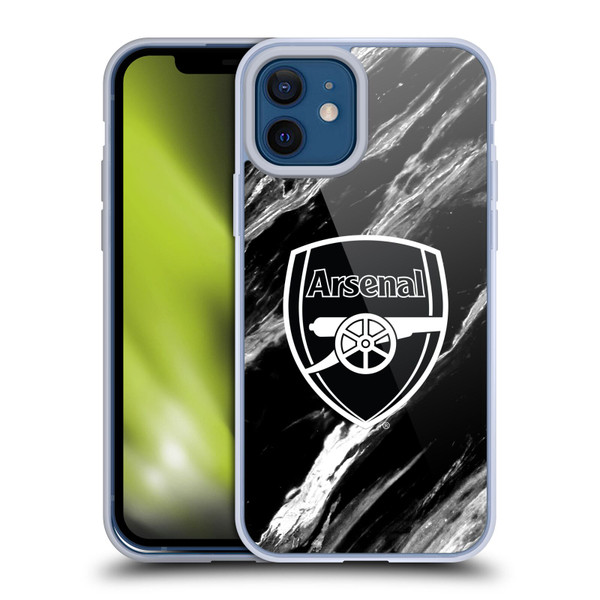 Arsenal FC Crest Patterns Marble Soft Gel Case for Apple iPhone 12 / iPhone 12 Pro & MagSafe