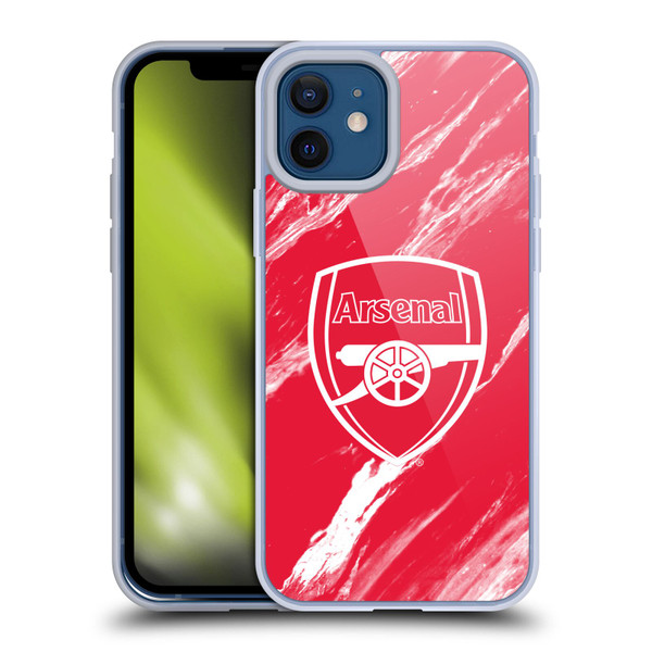 Arsenal FC Crest Patterns Red Marble Soft Gel Case for Apple iPhone 12 / iPhone 12 Pro & MagSafe