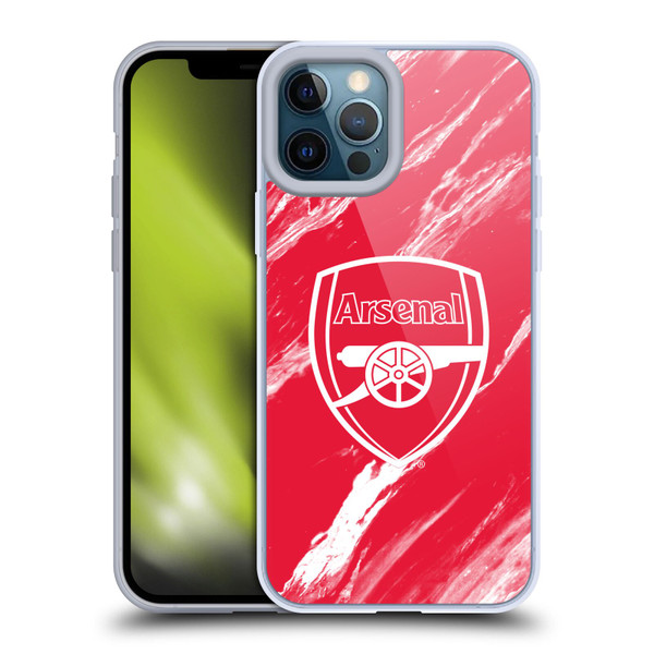 Arsenal FC Crest Patterns Red Marble Soft Gel Case for Apple iPhone 12 Pro Max & MagSafe