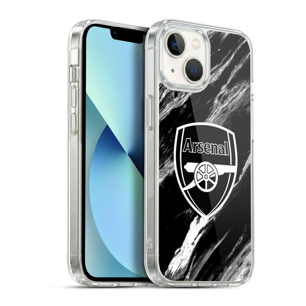Arsenal FC Crest Patterns Marble Soft Gel Case for Apple iPhone 13
