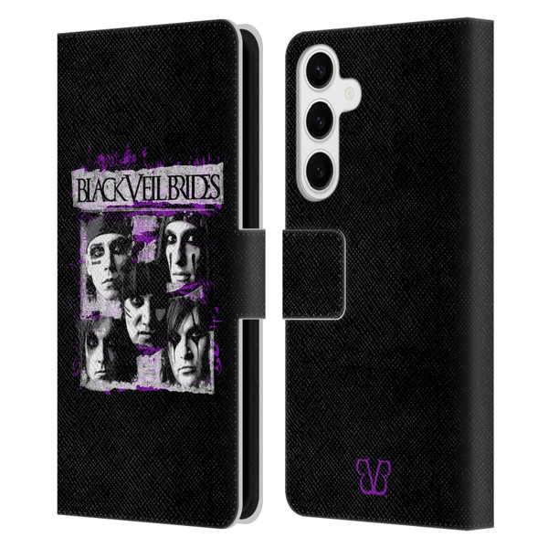 Black Veil Brides Band Art Grunge Faces Leather Book Wallet Case Cover For Samsung Galaxy S24+ 5G
