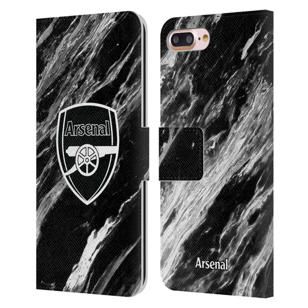 Arsenal FC Crest Patterns Marble Leather Book Wallet Case Cover For Apple iPhone 7 Plus / iPhone 8 Plus