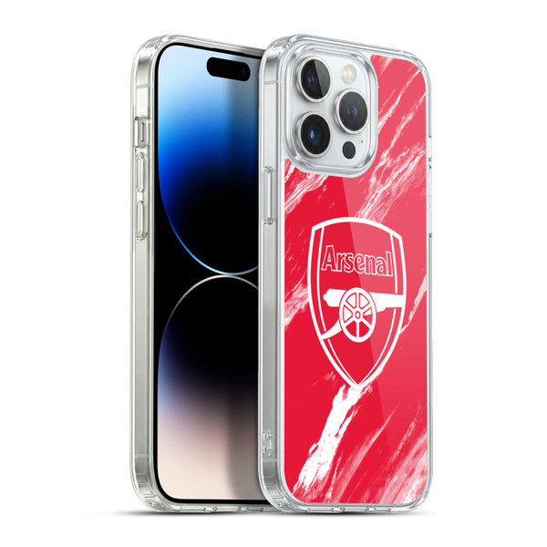 Arsenal FC Crest Patterns Red Marble Soft Gel Case for Apple iPhone 13 Pro Max & MagSafe