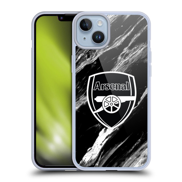 Arsenal FC Crest Patterns Marble Soft Gel Case for Apple iPhone 14 Plus