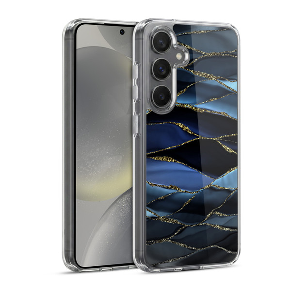 UtArt Dark Night Marble Deep Sparkle Waves Soft Gel Case for Samsung Galaxy S24 5G & MagSafe