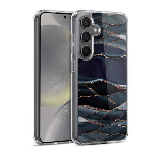 UtArt Dark Night Marble Waves Soft Gel Case for Samsung Galaxy S24 5G & MagSafe