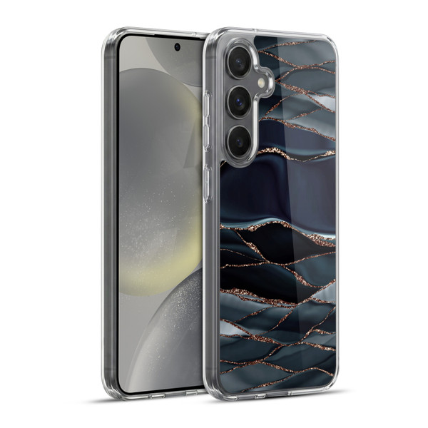 UtArt Dark Night Marble Waves Soft Gel Case for Samsung Galaxy S24+ 5G & MagSafe