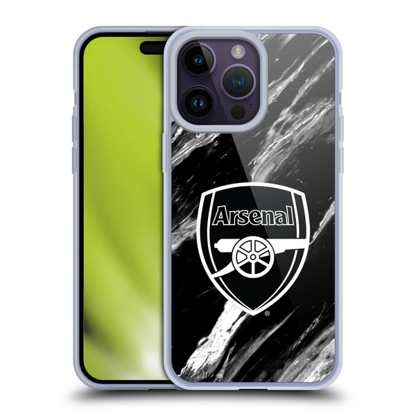 Arsenal FC Crest Patterns Marble Soft Gel Case for Apple iPhone 14 Pro Max & MagSafe