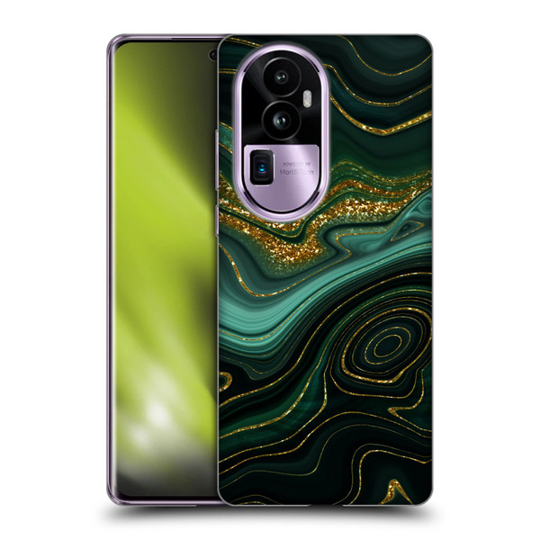 UtArt Malachite Emerald Gilded Teal Soft Gel Case for OPPO Reno10 Pro+