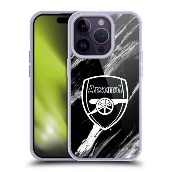 Arsenal FC Crest Patterns Marble Soft Gel Case for Apple iPhone 14 Pro