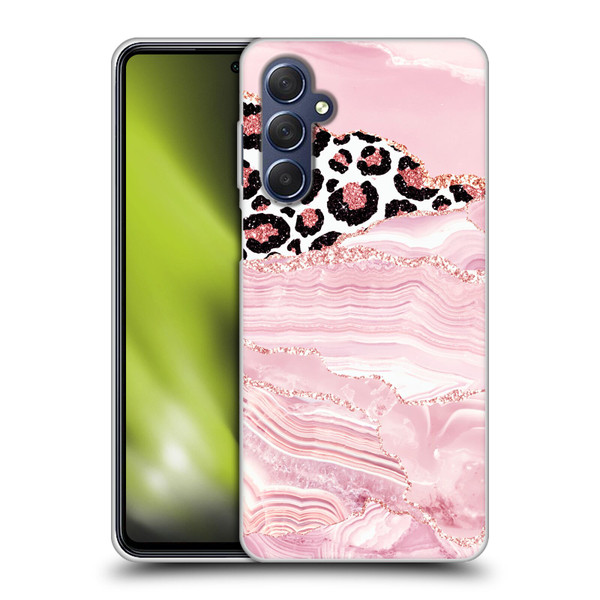 UtArt Wild Cat Marble Pink Glitter Soft Gel Case for Samsung Galaxy M54 5G