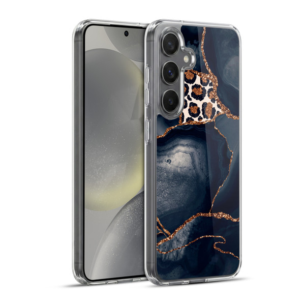 UtArt Wild Cat Marble Leopard Soft Gel Case for Samsung Galaxy S24+ 5G & MagSafe
