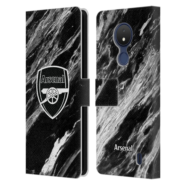 Arsenal FC Crest Patterns Marble Leather Book Wallet Case Cover For Nokia C21