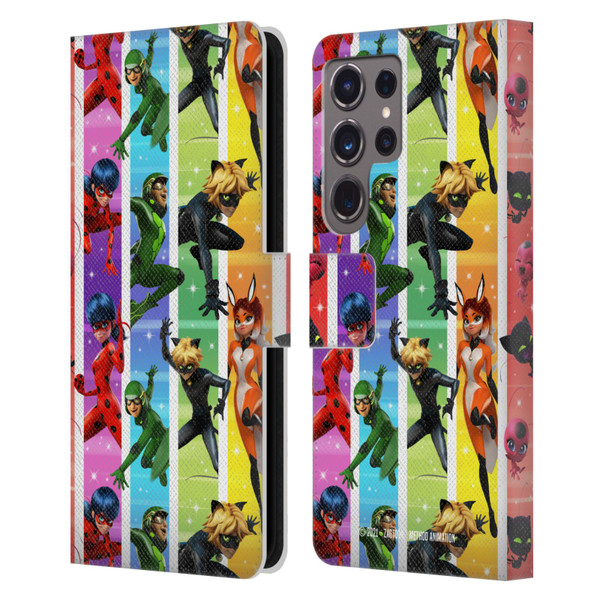 Miraculous Tales of Ladybug & Cat Noir Graphics Pattern Leather Book Wallet Case Cover For Samsung Galaxy S24 Ultra 5G