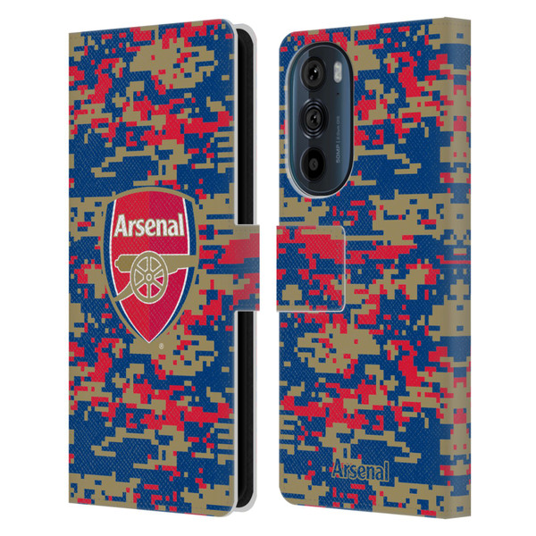 Arsenal FC Crest Patterns Digital Camouflage Leather Book Wallet Case Cover For Motorola Edge 30