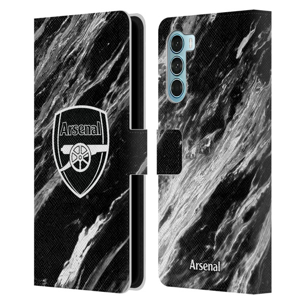 Arsenal FC Crest Patterns Marble Leather Book Wallet Case Cover For Motorola Edge S30 / Moto G200 5G