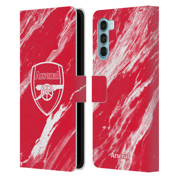 Arsenal FC Crest Patterns Red Marble Leather Book Wallet Case Cover For Motorola Edge S30 / Moto G200 5G