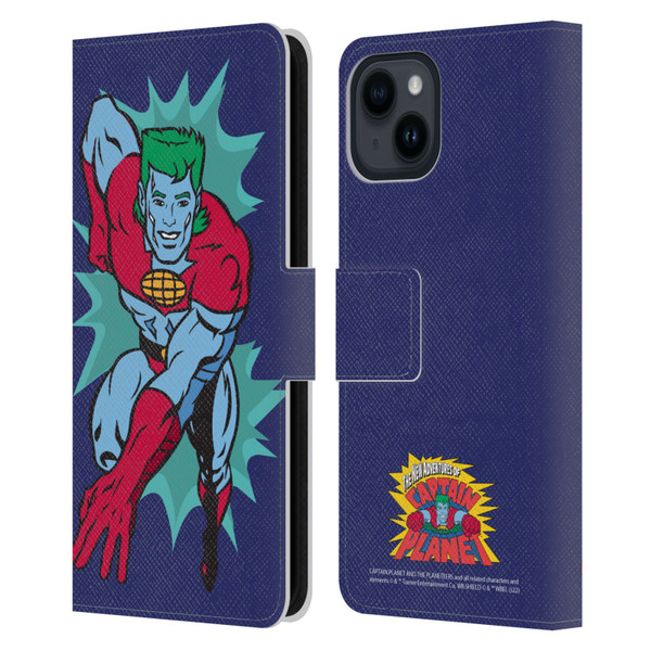 Captain Planet And The Planeteers Graphics Halftone Leather Book Wallet Case Cover For Apple iPhone 15