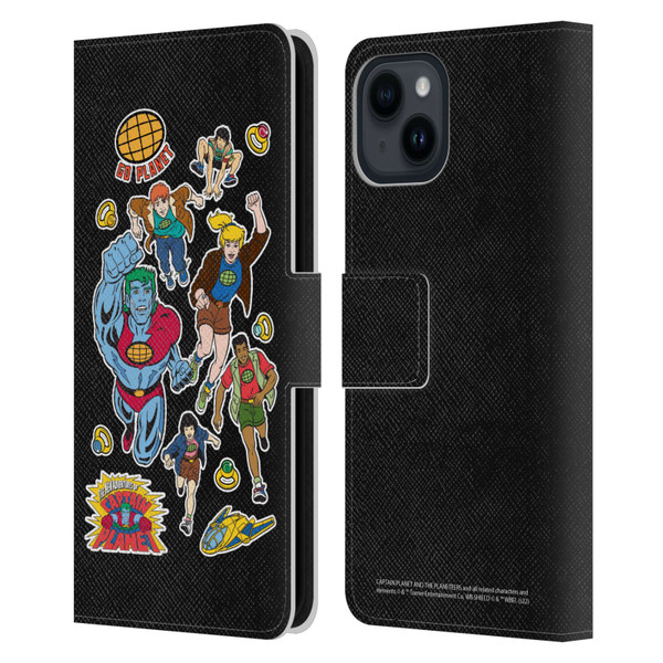 Captain Planet And The Planeteers Graphics Planeteers Leather Book Wallet Case Cover For Apple iPhone 15