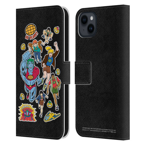 Captain Planet And The Planeteers Graphics Planeteers Leather Book Wallet Case Cover For Apple iPhone 15 Plus